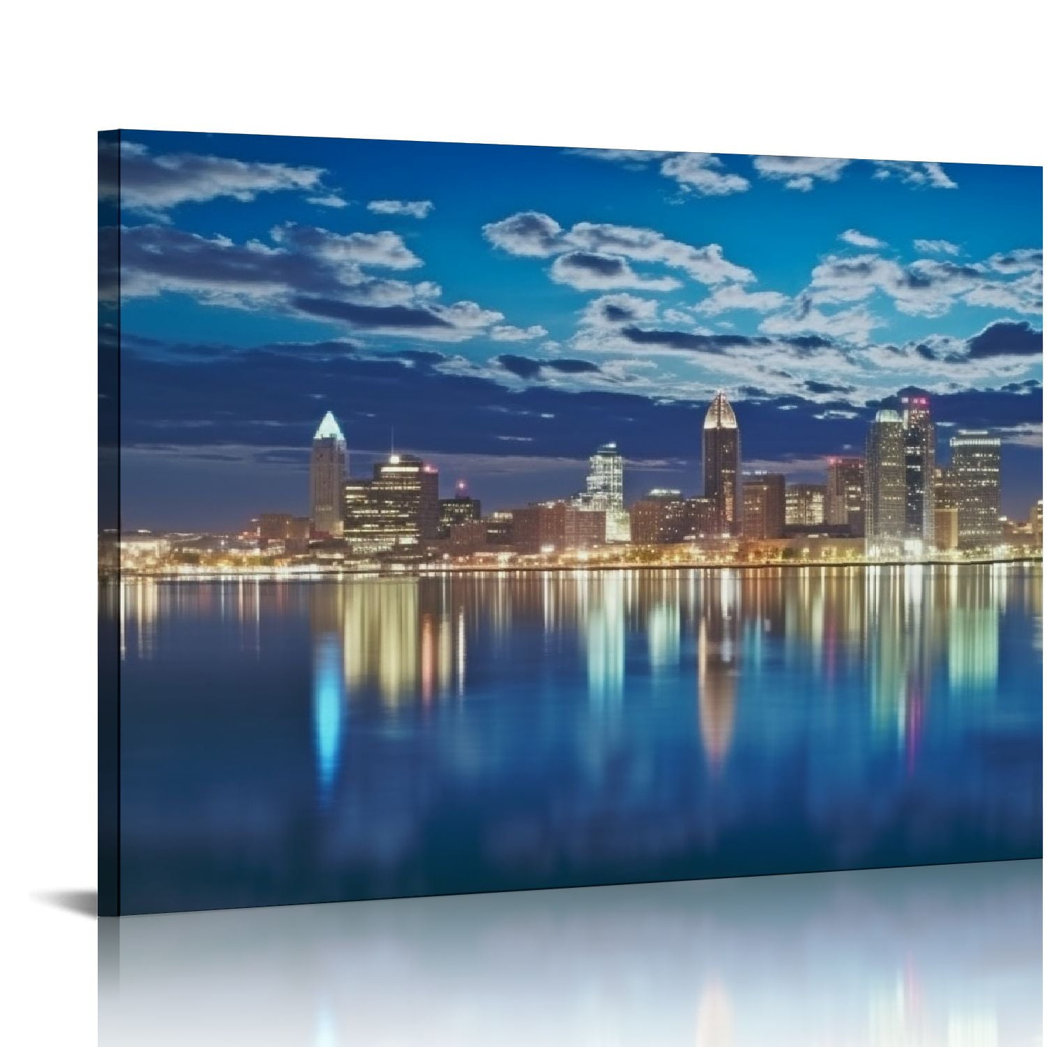 Blakeway Detroit At Night Panoramic Poster – Unframed Skyline Print – 40x13.5 Inches, USA Made