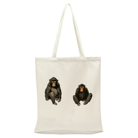 QZHH Different Types of Monkeys Canvas Tote Bag Shoulder Bags Reusable Grocery Shopping Handbag Gift