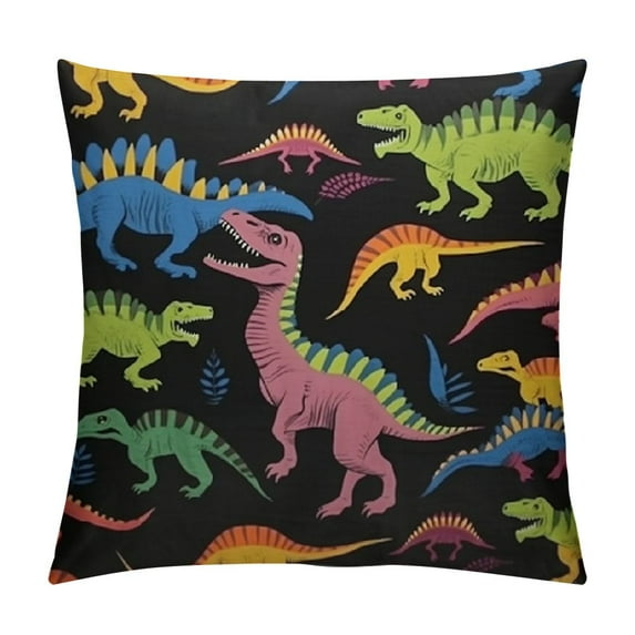 COMIO  Dinosaur Throw Pillow Cover Seamless Colorful Cute Cartoon Animal Dinosaur Dragon Pattern Decorative Rectangular Pillowcase for Sofa and Bed Couch