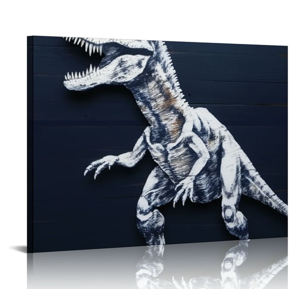 COMIO Dinosaur Boys Room Decor Navy Blue Dinosaur Poster Dinosaur Wall Art Nursery Kids Bedroom Wall Decor Framed Ready to Hang