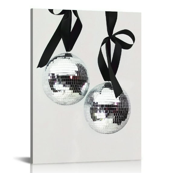 COMIO Disco Ball Painting Canvas Trendy Funky Posters Cherry Art Print Disco Party Wall Poster Disco Ball Artwork Bar Cart Decor Canvas Ball Aesthetic Balls Silver Wall Art Trendy Picture
