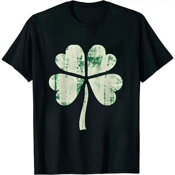 COMIO Distressed Shamrock Retro Irish Four Leaf Clover Shirt