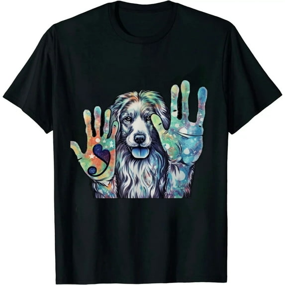 COMIO Dog Lover Peace Love Dogs Puppy Paw T-Shirt