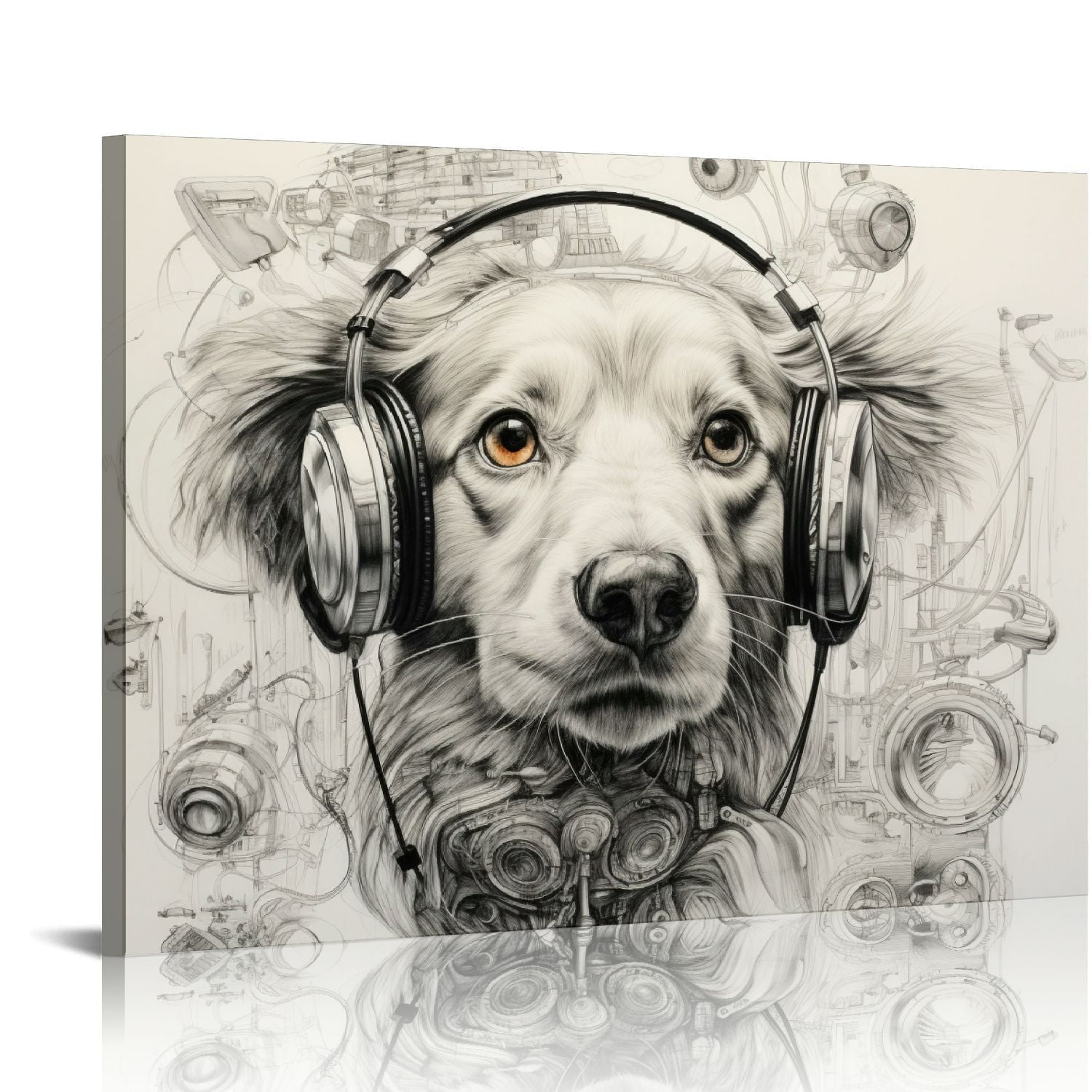 COMIO Dog Wall Art for Bathroom, Funny Animal Canvas Print Painting for