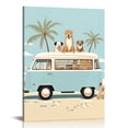 thumbnail image 1 of COMIO  Dogs Driving Retro Van Summer Beach Trip, 1 of 4