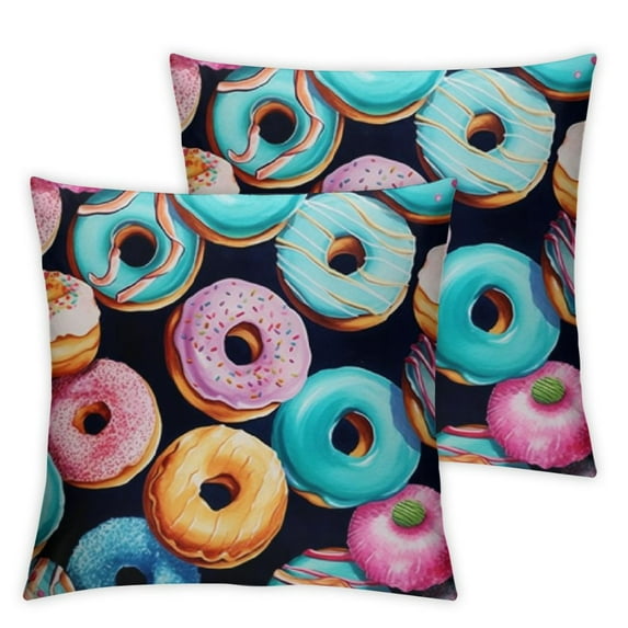COMIO Donuts and Cupcakes Design Pattern,Pillow Covers Printed Throw Pillow Cases Outdoor Decorative Pillow Covers 2pc
