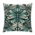 thumbnail image 1 of COMIO  Dragonfly Pillow Cushion Cover, Ornamental Winged Bug Lace and Damask Effects Image, Decorative Square Accent Pillow Case, Teal Turquoise Black, 1 of 5