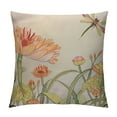 thumbnail image 1 of COMIO  Dragonfly Throw Pillow Cushion Cover, Lotus Flower Field with Dragonfly Flying Oriental Blooms Print, Decorative Square Accent Pillow Case,Cream Peach Coral, 1 of 5