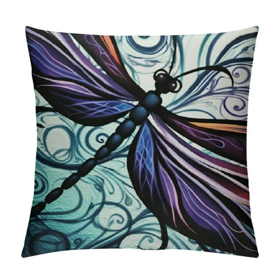COMIO Dragonfly in Black and Purple Pillow Cover Printed Pillowcase Square Decorative Cushion Cover Soft for Bed Couch Room Black and Purple
