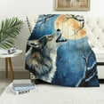 thumbnail image 1 of COMIO Durable and Long-lasting White Wolf Wolves Howling Flannel Blanket (Universal 1) White, 1 of 6