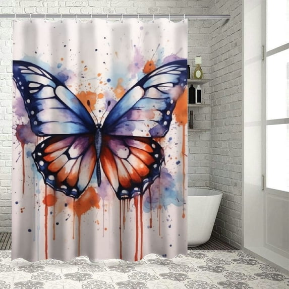 COMIO Durable and Washable Butterfly Aesthetic Shower Curtain Multiple Sizes White