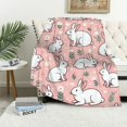thumbnail image 1 of COMIO Easter Bunny and Flower Throw Blanket Spring Cute Rabbit Lightweight Flannel Fuzzy Cozy Soft Throw Blanket for Living Room Bedroom Couch Bed Sofa for Women Men, Pink White, 1 of 6