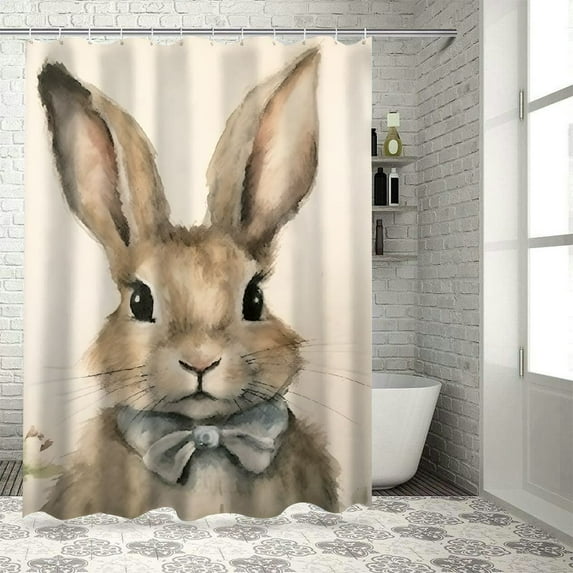 COMIO Easter Bunny Spring Easter Rabbit for Bathroom Shower Curtain Multiple Sizes White