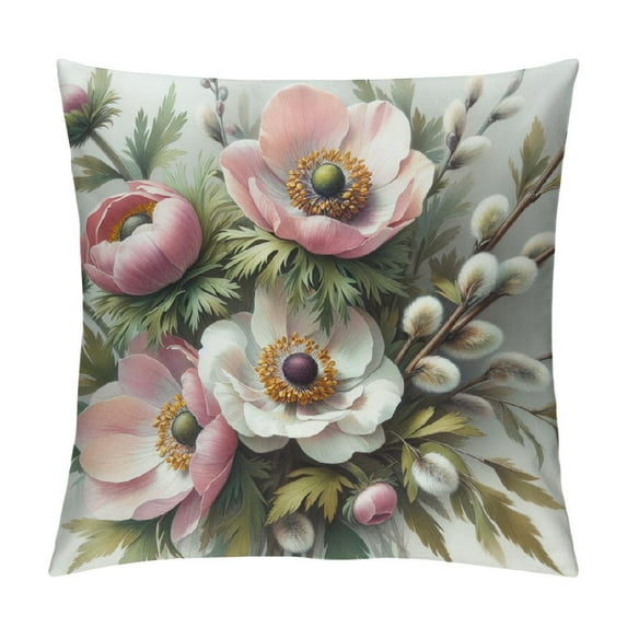COMIO Easter Bunny Throw Pillow Covers Seasonal Spring Rabbit Decorative Lumbar Pillowcases Holiday Cushion Cases for Sofa Couch Home Decorations
