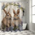thumbnail image 1 of COMIO Easter Bunny with Floral Wreath Durable and Washable Shower Curtain Multiple Sizes White, 1 of 6