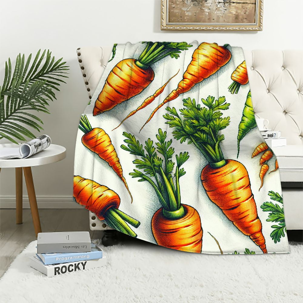 COMIO Easter Day Throw Blanket Cartoon Bunny Carrot Blanket Easter Gift ...