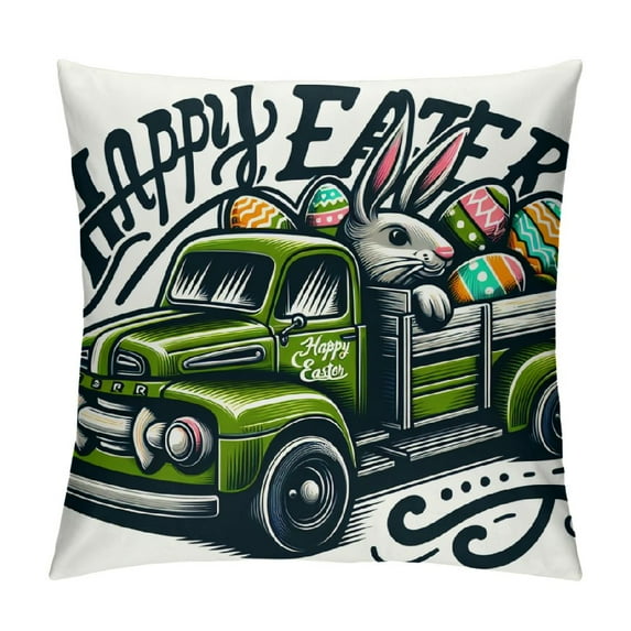 COMIO Easter Pillow Covers Easter Decorations for Home Bunny Truck Hello Peeps Hip Hop Colorful Pillows Easter Decorative Throw Pillows Spring Easter Farmhouse Decor