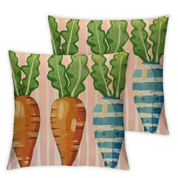 COMIO Easter Pillow Covers Watercolor Carrots Decorations Throw Pillow Covers,Spring Haliday Farmhouse Decor Pillow Case for Home Sofa Couch 2pc