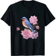 thumbnail image 1 of COMIO Eastern Bluebird and Pretty Pink Roses T-Shirt, 1 of 3