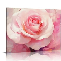COMIO  Elegant Pink Rose Canvas Wall Art Blooming Flower Water Drops Painting Prints Modern Artwork for Girls Bedroom Decor