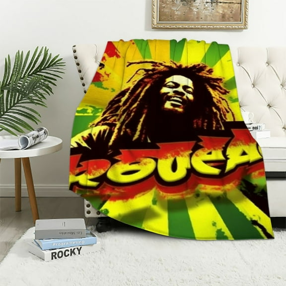 COMIO Elegant Throw Blanket Large Ultra-Soft Micro Blanket Novelty Reggae Jamaican Music Tie Dye Throw Blanket Perfect for Fall Winter and Spring