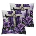 thumbnail image 1 of COMIO Emotion Easter Throw Pillow Covers  He is Risen Spring Farmhouse Holiday Purple Cushion Case for Home Sofa Couch Decoration &nbsp;2pc, 1 of 6