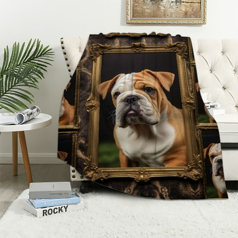 COMIO English Bulldog Blanket for Girls Boys Kids Silky Soft Plush