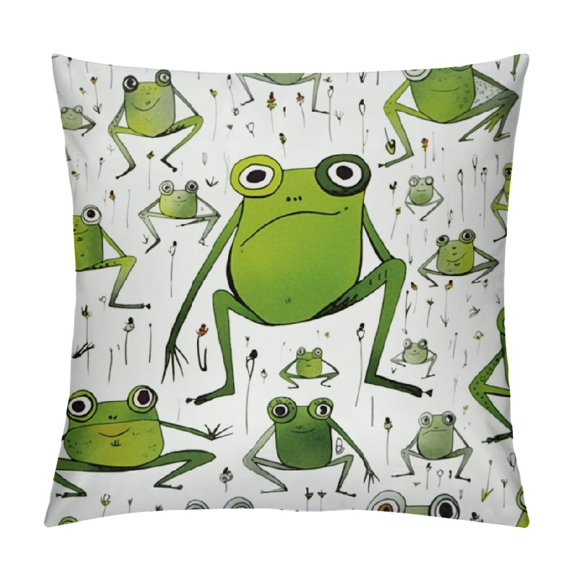COMIO Envelope Closure Satin Pillowcase for Hair and Skin Pillowcase King Size Quirky Animal Frog Pattern Pillow Cases Cooling Satin Pillow Covers