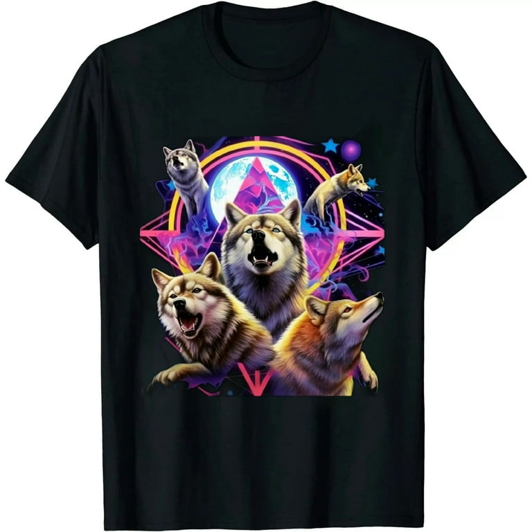 Three Wolves Howling And Moon, Wolf T-Shirt Three Wolves Howling And Moon, Wolf T-Shirt