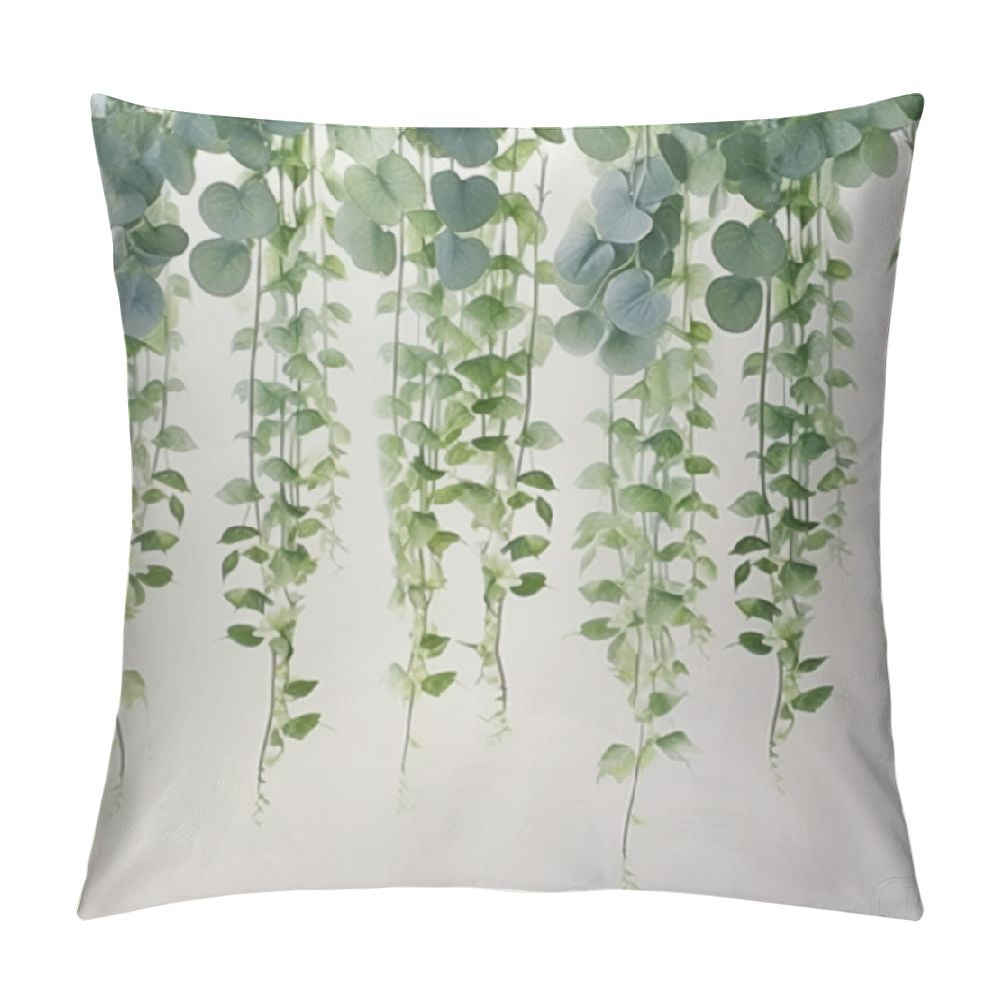 GEEORY Eucalyptus Leaves Pillow Covers – Set Of 4, 16x16 Inch, Decorative Farmhouse Spring Decor