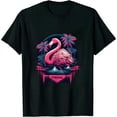 thumbnail image 1 of COMIO Exotic Bird Flamingos Tropical Animal Palm Tree Flamingo T-Shirt, 1 of 3