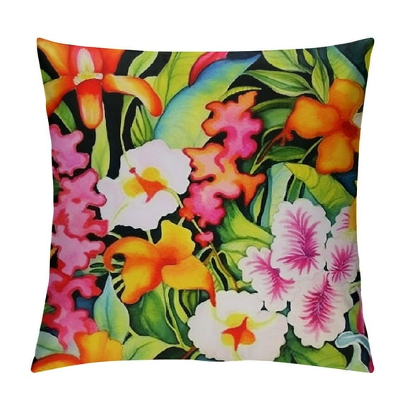 COMIO Exotic Flowers Spring Pillow Covers Flower Outdoor Square Indoor Decorative Throw Pillows