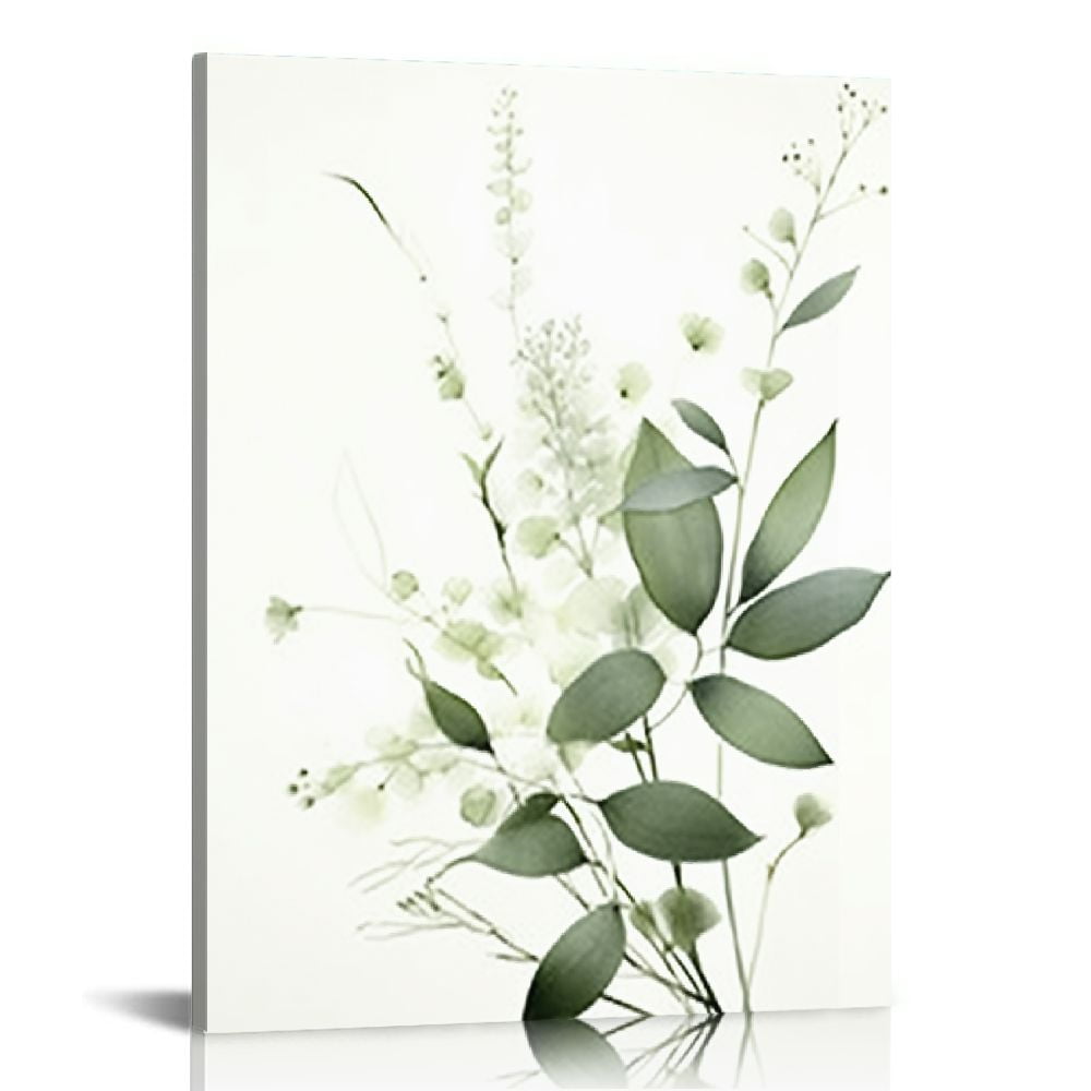 COMIO FRAMED Botanical Plant Wall Art, Light Green Eucalyptus Leaf ...