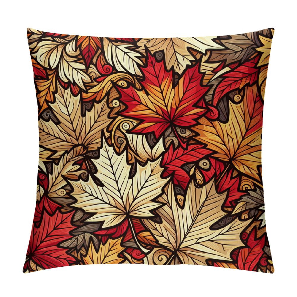 COMIO Fall Pillow Covers, Maple Leaf Pattern Fall Decorative Throw ...