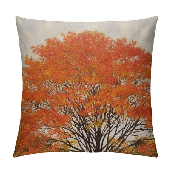 COMIO Fall Throw Pillow Covers Plant Maple Leaves Autumn Thanksgiving Soft Throw Pillow Covers Living Room Couch Bed Decor Home,Orange White