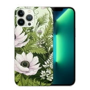 COMIO FancyCase for iPhone 14 Case (6.1inch)-Women Girls Cute Floral Style Pretty Botanical Flower Pattern Flexible Protective Case Compatible with iPhone 14 (White Flowers)