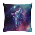 thumbnail image 1 of COMIO  Fantasy Throw Pillow Cushion Cover, Psychedelic Northern Starry Sky with Spirit of a Wolf Aurora Borealis Display, Decorative Square Accent Pillow Case,Navy Blue Purple, 1 of 5