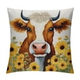 thumbnail image 1 of COMIO  Farm Animal Cow Cattle Throw Pillow Cover, Farmhouse Animal Sunflower with Funny Cow Yellow Decorative Pillow Case Home Decor Square Pillowcase, 1 of 5
