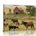 thumbnail image 1 of COMIO Farm Animal Wall Art Country Rustic Old Barn Pictures Wall Decor Canvas Print Farmhouse Western Landscape Painting Home Artwork for Bathroom Living Room Bedroom Office Framed, 1 of 5