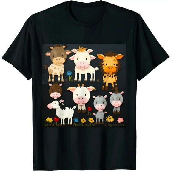 COMIO Farm Animals Short Sleeved T-shirt for Toddlers