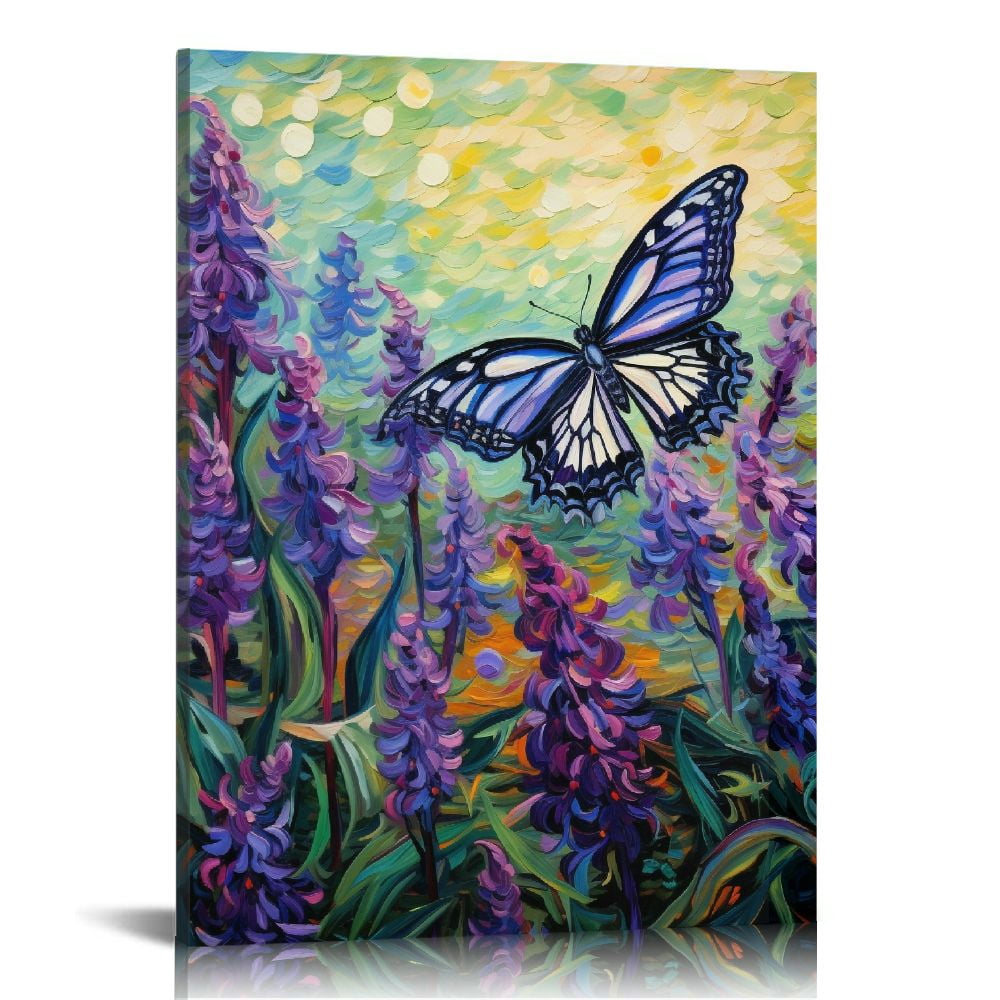 COMIO Farmhouse Butterfly Wall Art Purple Bathroom Wall Decor Butterfly ...