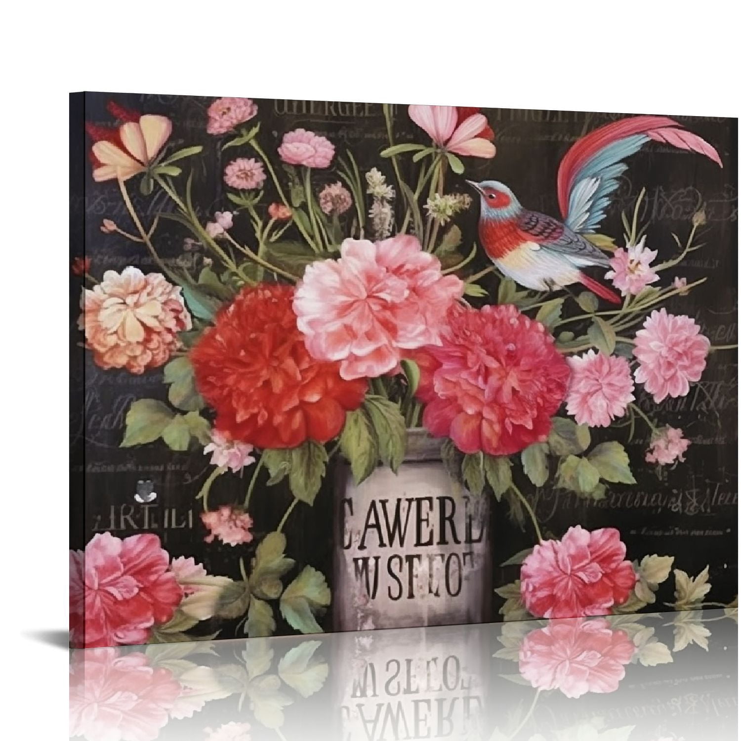COMIO Farmhouse Canvas Wall Art Rusitc Pink Rose Wall Decor Flower ...