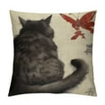 thumbnail image 1 of COMIO Farmhouse Decorative Outdoor Throw Pillow Covers for Couch Sofa Bed Vintage Fluffy Cat and Dragonfly Traditional Japanese Ink Painting Pillow Cover Modern Decor Pillow Case, 1 of 5