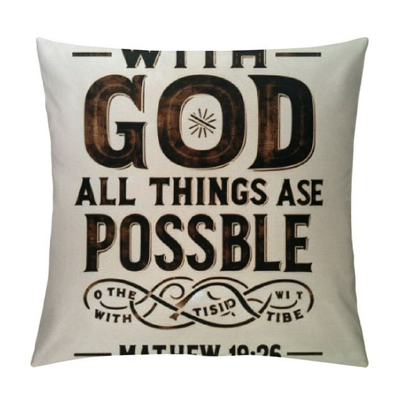 YANMS Farmhouse Pillow Covers with Bible Verse Quotes Farmhouse Rustic Décor Lumbar Pillow Covers with God All Things are Possible Housewarming Gifts Family Room Décor