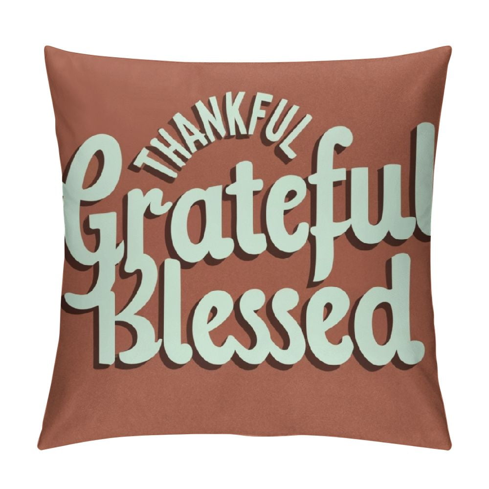 COMIO Farmhouse Pillow Covers with Thankful Grateful Blessed Quote 12