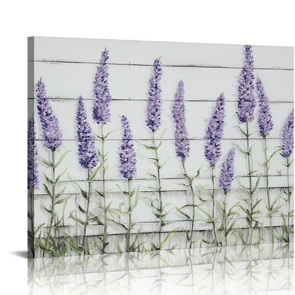 COMIO Farmhouse Purple Lavender Decor Wall Art Rustic Farm Country Flower Pictures Wall Decor Canvas Painting Prints Artwork Home Decorations for Bathroom Kitchen Bedroom