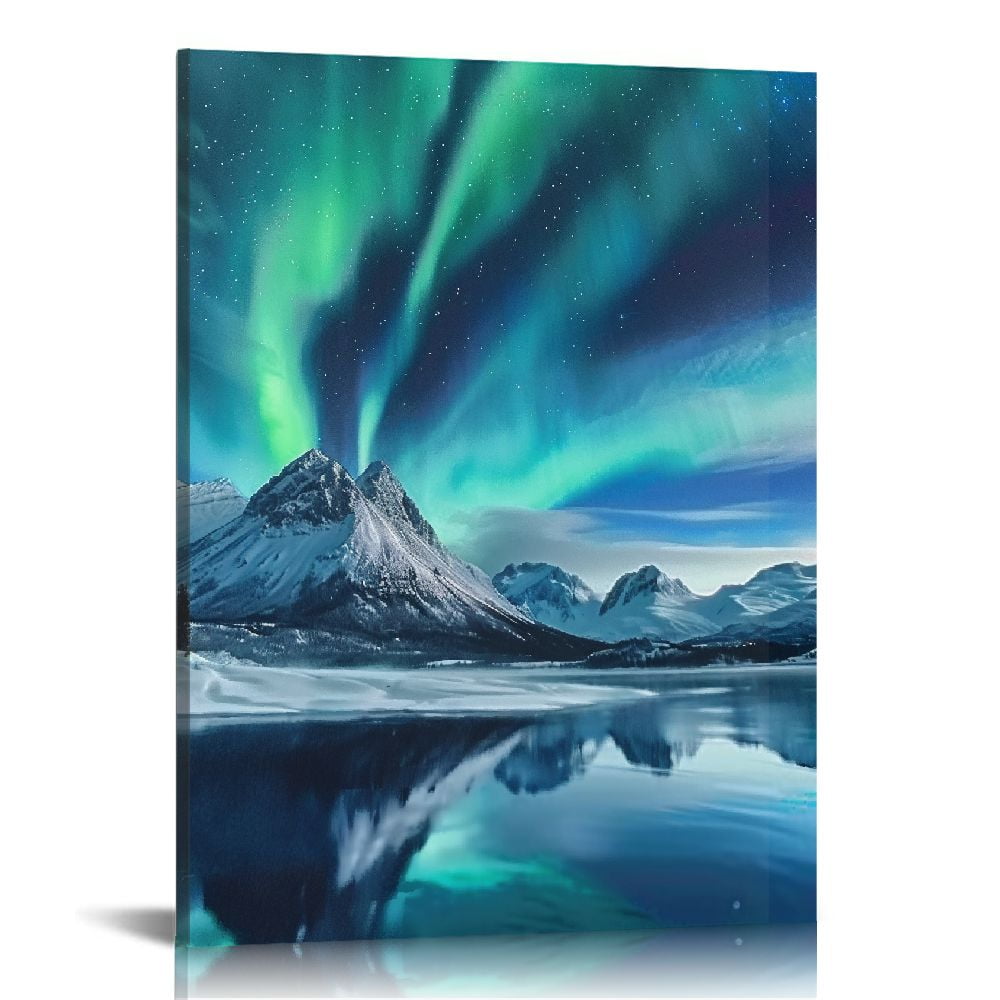COMIO Farmhouse Wall Art Aurora Scenery Painting On Canvas Wall ...