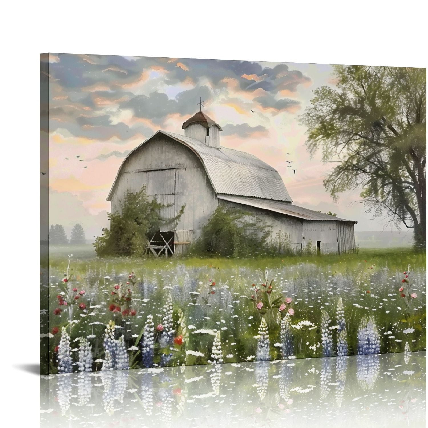 COMIO Farmhouse Wall Decor Art, Farmhouse Barn Canvas Wall Art, Rustic