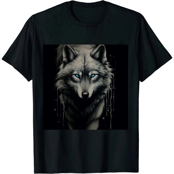 COMIO Fashionable wolf with blue eyes in artistic design T-Shirt