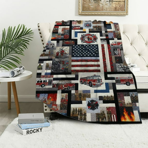 COMIO Fire Truck Blanket Ultra Soft Truck Car Blanket for Men Truck Gifts for Truck Lovers Police Firefighter Blanket for Birthday Anniversary Couch Bed Outdoor